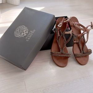 Vince Camuto Jacinto Cognac Brown leather gladiator sandals